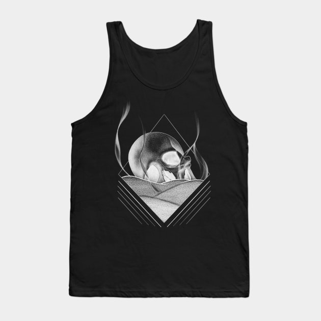 Human Skull Buried in a Bed of Sand with Geometrical Lines Tank Top by Tred85